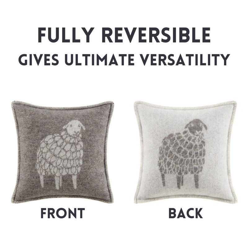 Evered Square Throw Pillow Cover, Dark Brown/Off White