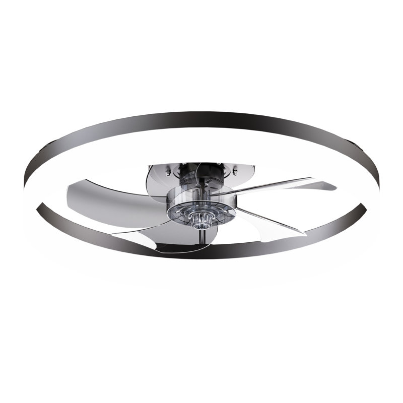 Ventilateur de plafond à DEL noir 19,7 po avec lumière, Fandelier sans lame à 6 vitesses avec télécommande et contrôle d'application, luminaire blanc neutre à intensité variable pour la chambre à coucher