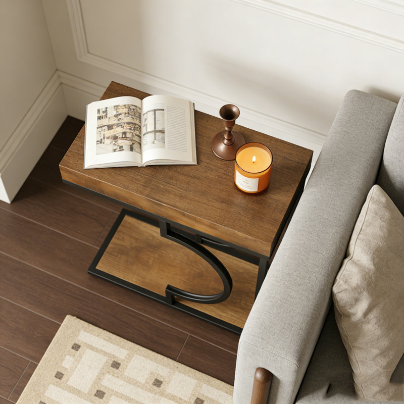 Table de bout moderne étroite C, Brun et noir