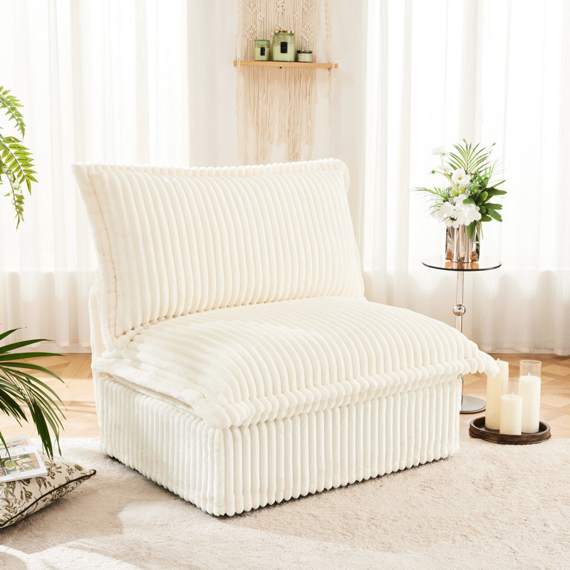 Table basse sans accoudoirs crème - élégante et fonctionnelle avec tissu en velours côtelé au bord de la piscine - housses amovibles