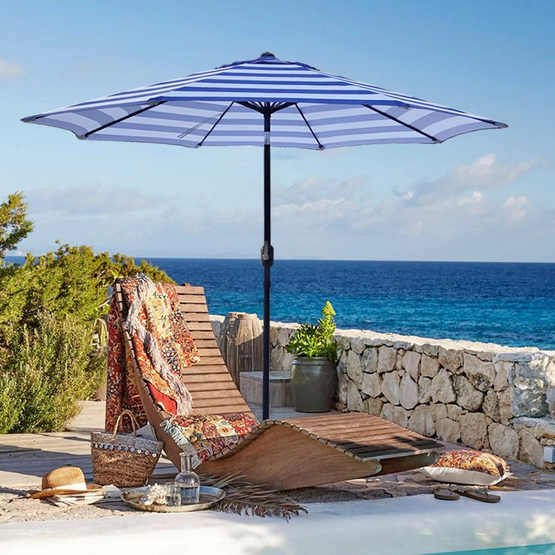 buy patio umbrella online 10 FT Umbrella, 3 Tier Outdoor Table with 8 Sturdy Glass Fiber Ribs and Push Button Tilt, Outdoor Patio Umbrellas for Market Pool Garden Backyard, 1.5