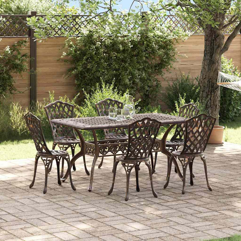 6 - Person Patio Dining Set Rectangular Table, Bronze