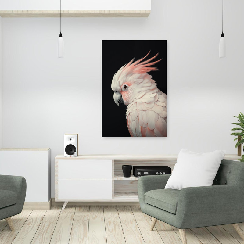 «Elegant Pink Cockatoo Elegant Bird Nature Portrait», art mural, H 36 po x l 24 po