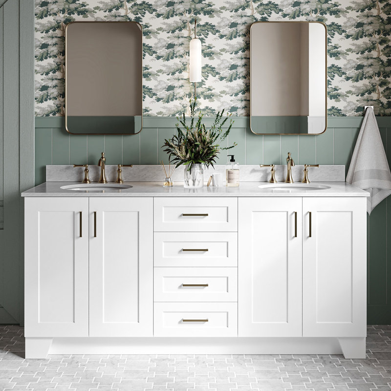 ARIEL TAYLOR 73 IN DOUBLE RECTANGLE SINK VANITY 2, Gray, Rectangular