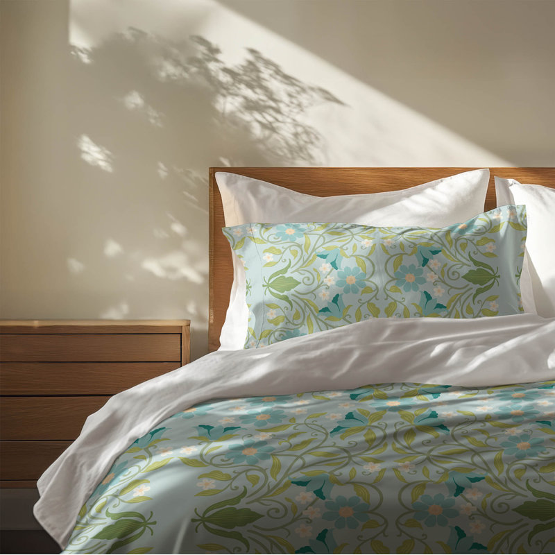Ensemble d'édredon léger Colette, Édredon grand + 2 taies d'oreiller standard, Floral bleu vif