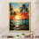 «Trewet Orange Palm Trees Mosaic III», art mural palmiers, impression sur toile encadrée