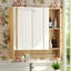 Armoire de toilette murale à miroir avec porte-serviettes, rangement dissimulé et ouvert-1530507819