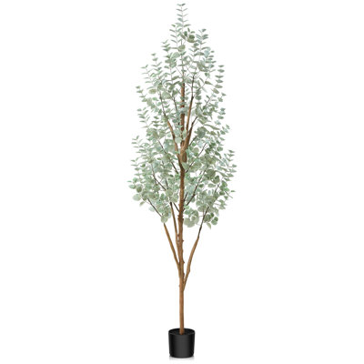 Adcock Artificial Eucalyptus Tree in Pot with Realistic Leaves and Natural Trunk