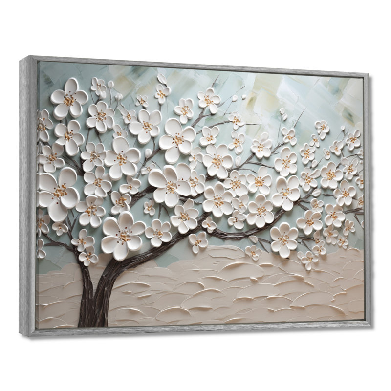 Art sur toile Dogwood Serenity Magical Tree IV - Flower Field, H 24 po x l 32 po x P 1 po, Encadrement argenté