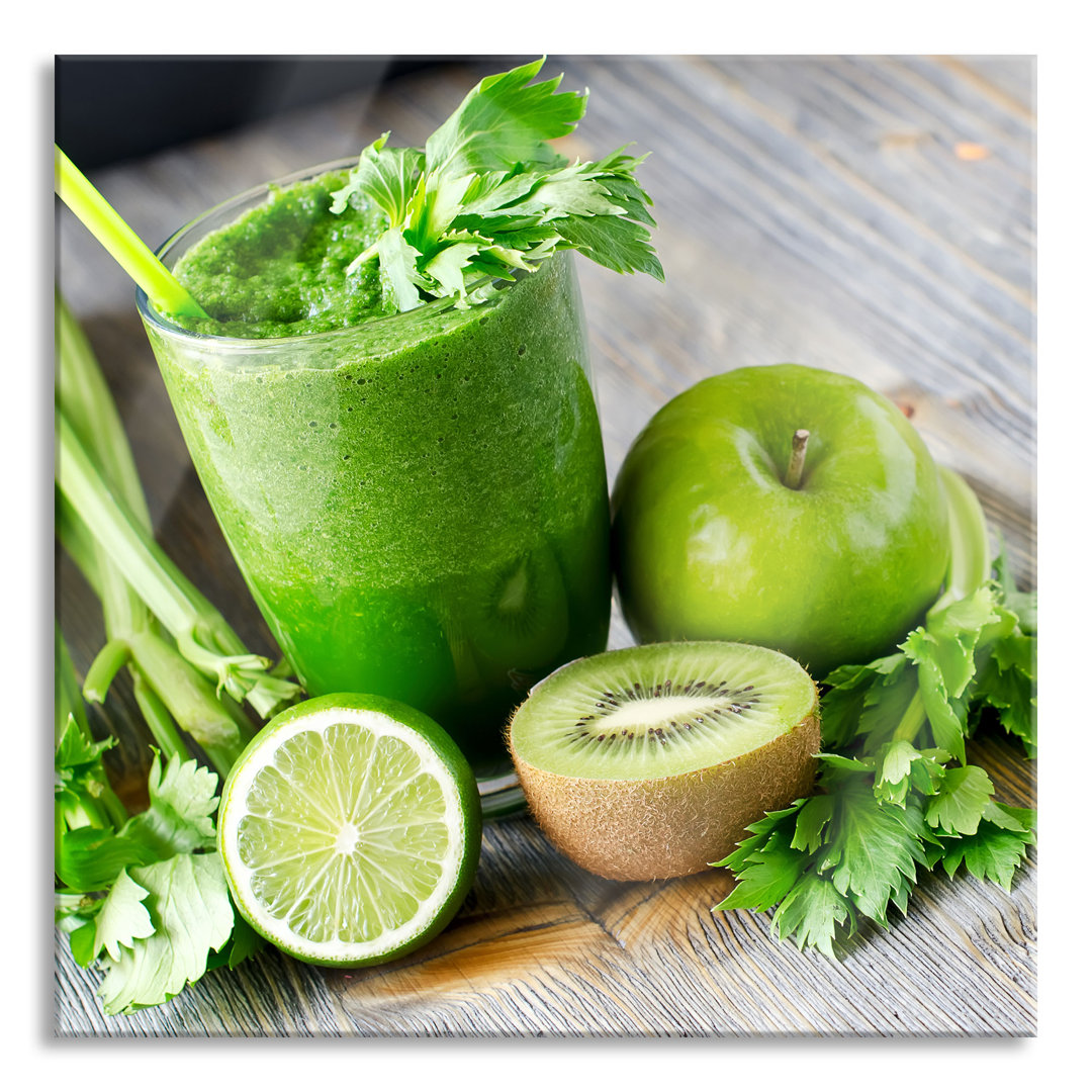 Glasbild "Bio-Smoothie mit Apfel, Limette und Kiwi"