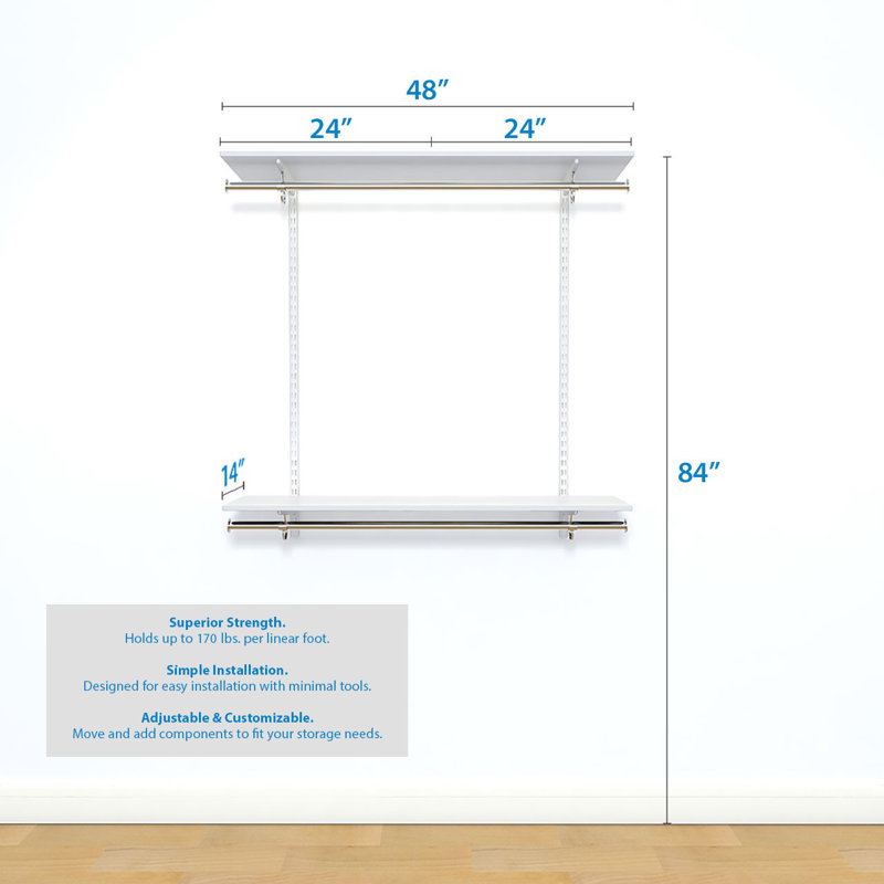 freedomRail Essential 48"- 52" W Adjustable Closet Kit