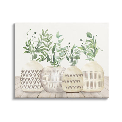 «Herbs In Pottery Still Life On Canvas» par Kim Allen, reproduction