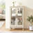 White Display Cabinet With Tempered Glass Doors And Adjustable Shelves - Enhances Home Space Curio Spacious Storage Vintage Metal Handle Showcases Items Distinctively-123282119