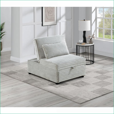 Sofas Convertible Sleeper Sofa Chair with Pull-Out Bed, Charcoal Gray Corduroy for Small Spaces | Corduroy | Grayish