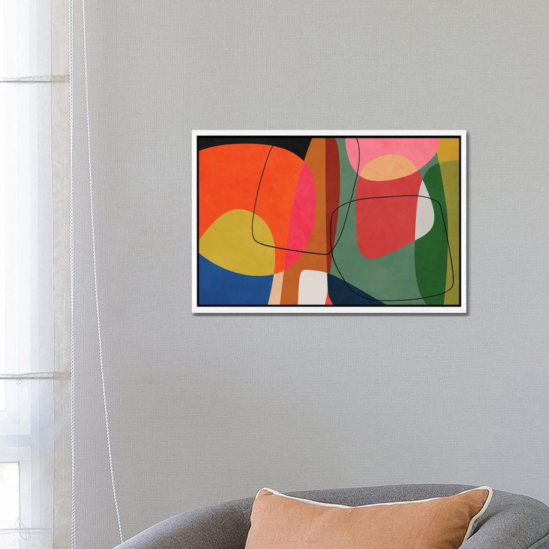 Overlapping Parts XLVII 1 Piece Wall Art on Canvas, 66.04 cm H x 45.72 cm W, White Framed