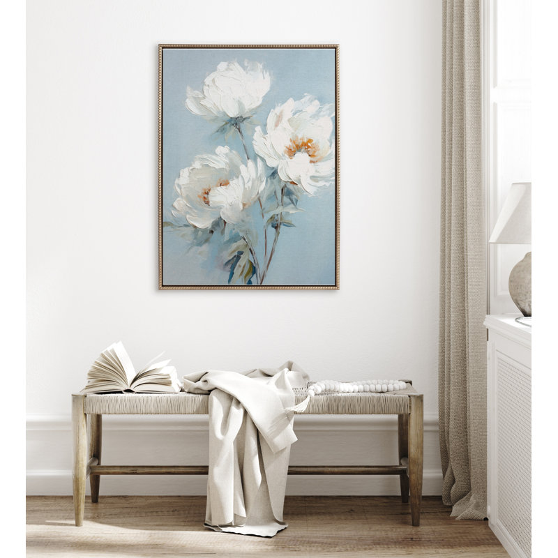 Soft Peony, peinture sur toile encadrée