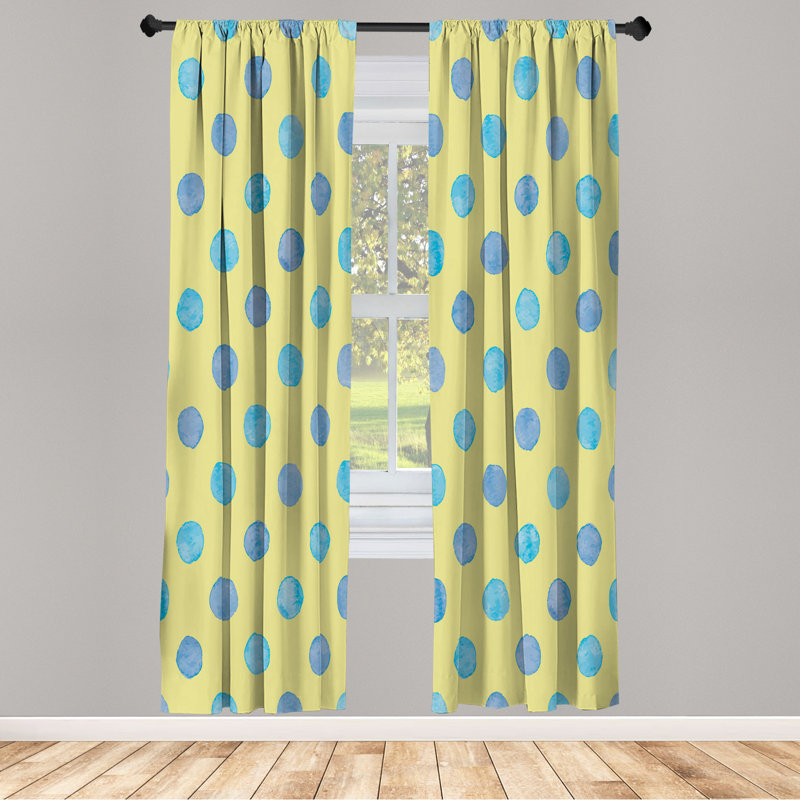 Microfiber Floral Semi-Sheer Rod Pocket Curtain Panels, 28" W x 95" L, Blue/Yellow