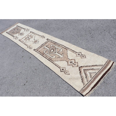Tapis de couloir turc fait à la main de style antique beige