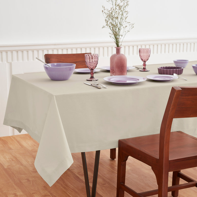 Dru Cotton Linen Plain Tablecloth, Linen, 84" x 60"