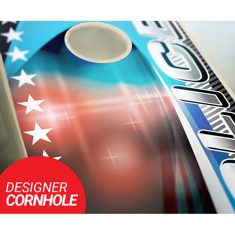 Ensemble de cornhole en bois massif 2 'x 4' Police avec sacs, Rouge / bleu royal