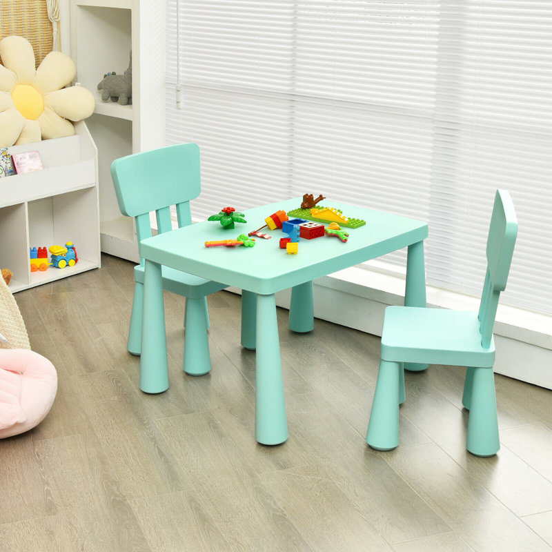 Ensemble 3 pièces de table de jeu et de chaises pour enfants Nila, Vert