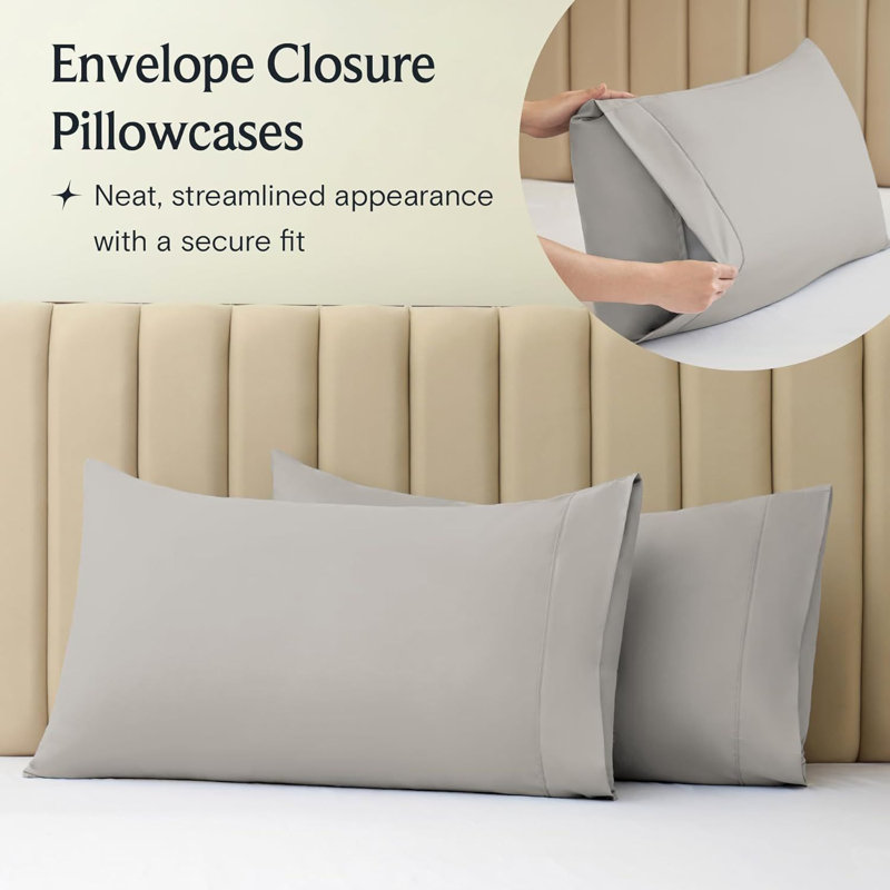 Luxclub 4 PC Light Taupe Split King Silky Soft Cooling Extra Deep Pocket Performance Sheet Set, Light Taupe