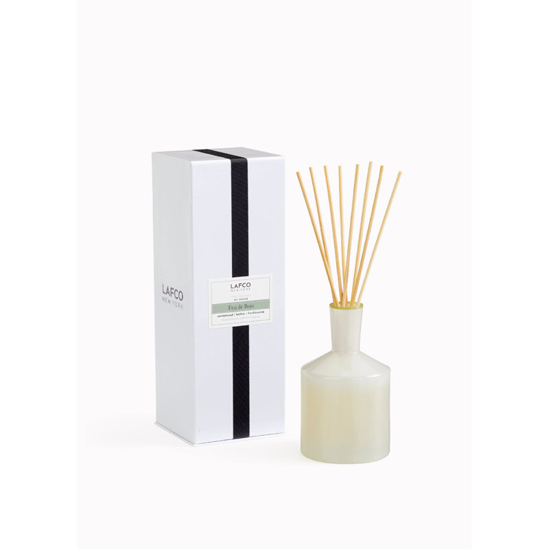 Reed Diffuser, Feu De Bois, Gray, 5.5" H x 3" W x 3" D