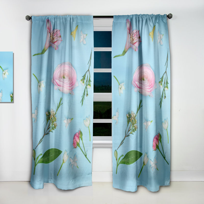 Fresh Beautiful Blooming Rose - Floral Abstract Blackout Curtain Single Panel, 52" W x 120" L