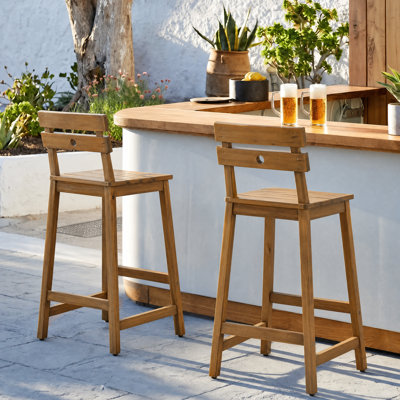 Tabouret de bar en bois d'acacia brun Ashlyn