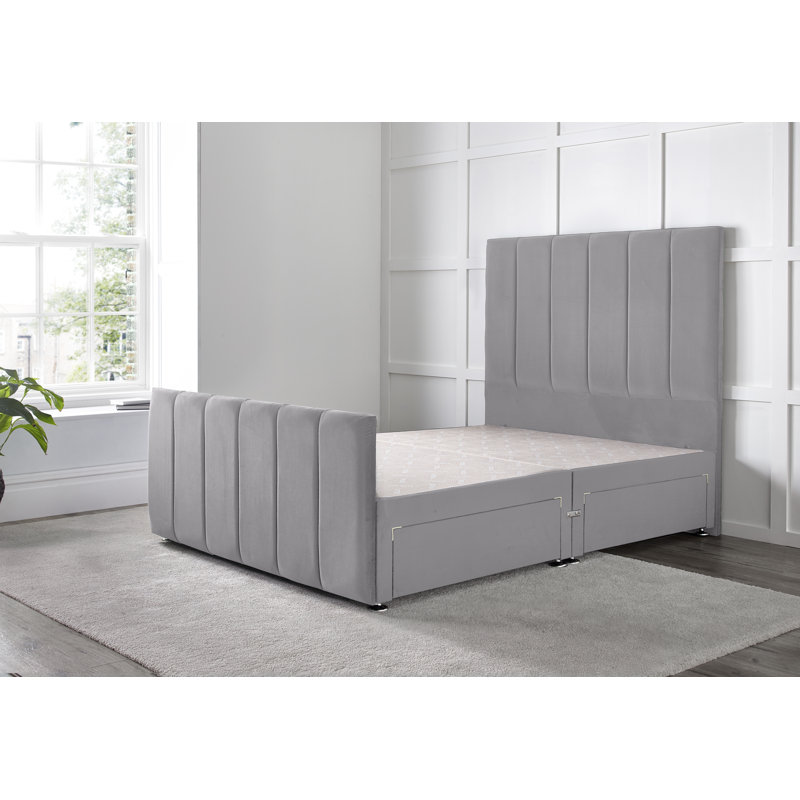 Cadebrooke Divan Bed with 54" Floorstanding Headboard, Charcoal, Super King (6'), 2 Right Drawers