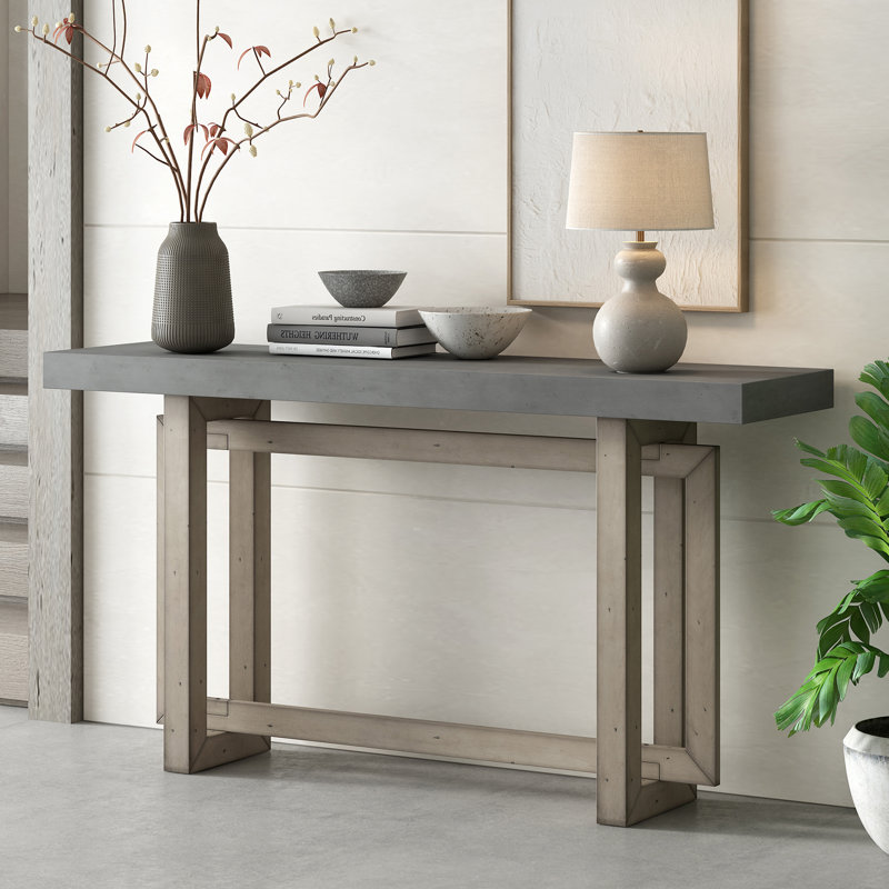 59" Long Console Table, Natural, Gray