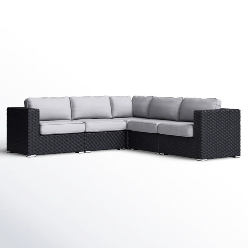 Modulaire modulaire pour patio de 94 po avec coussins gris intempéries, entièrement assemblé, toutes saisons, housses amovibles en forme de L nécessitant peu d'entretien et lavable à la machine
