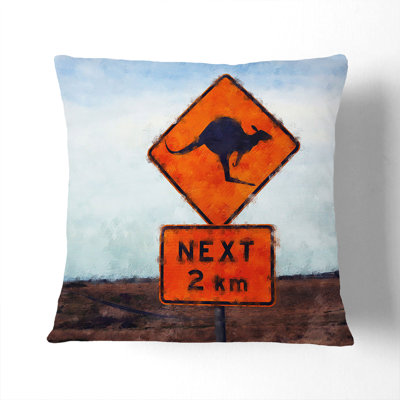 Kangaroo Sign Painting Scatter Cushion with Filling