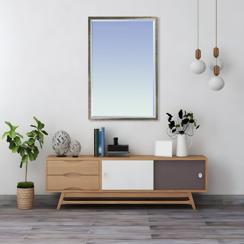 Emica Wood Rectangle Wall Mirror, Champagne