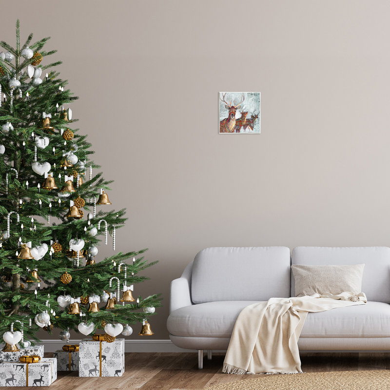 «Winter Reindeer Holiday», art mural sur bois par Ruane Manning