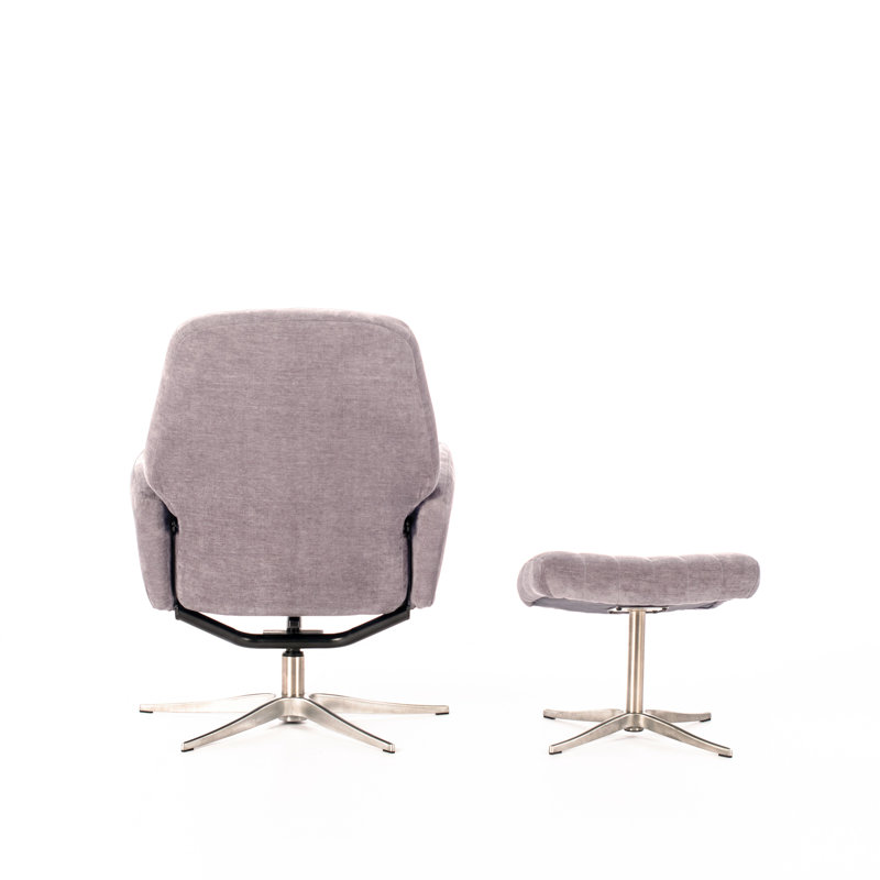 Kandice 70cm Wide Velvet Swivel Standard Recliner, Light Grey