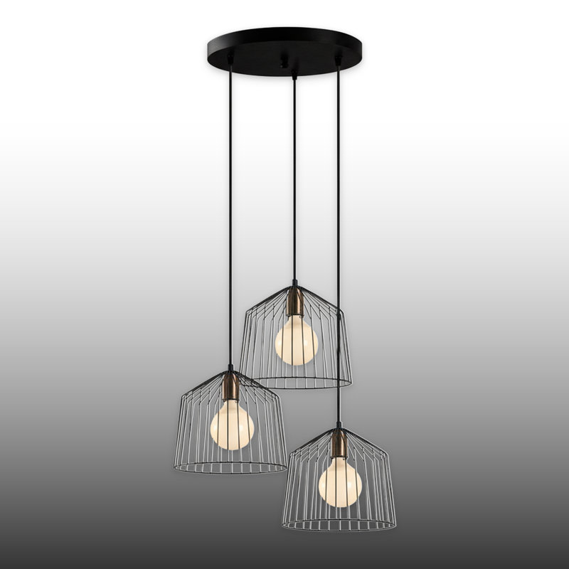 Luminaire suspendu moderne en forme de dôme à 2 lumières noir et or - hauteur réglable