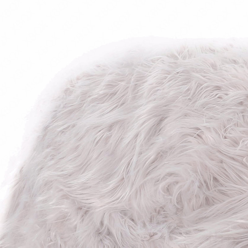 5 Foot Rounded Faux Fur Bean Bag, Lavender