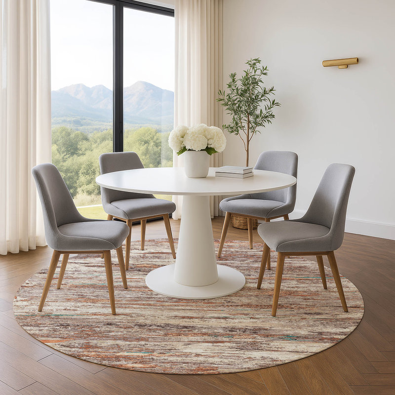 Premium Machine Washable Pirtle Abstract Rug, Round 8'