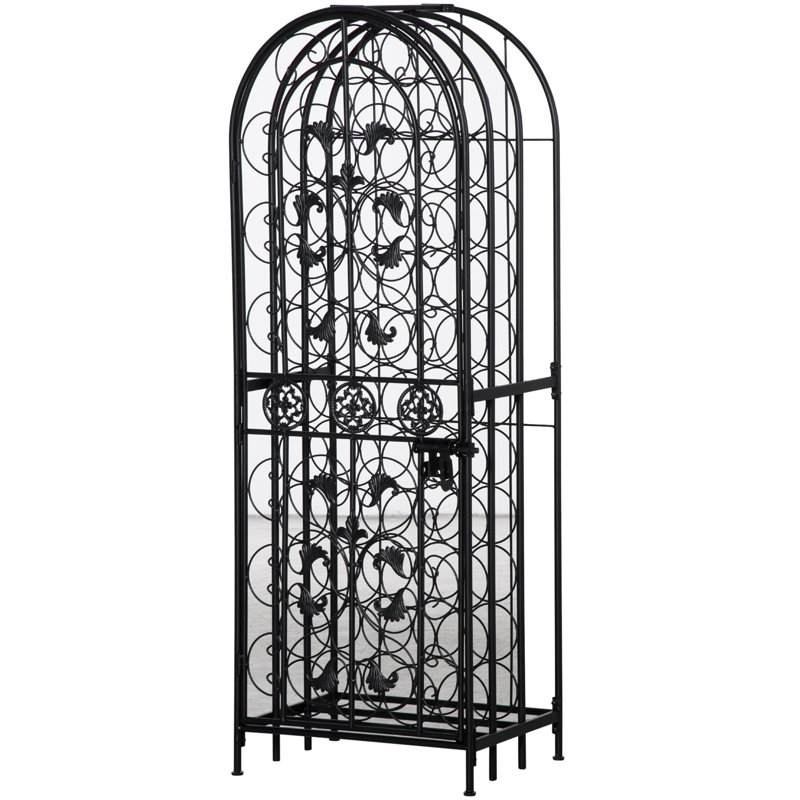 45 Bottle Wrought Iron Wine Rack Jail With Lock