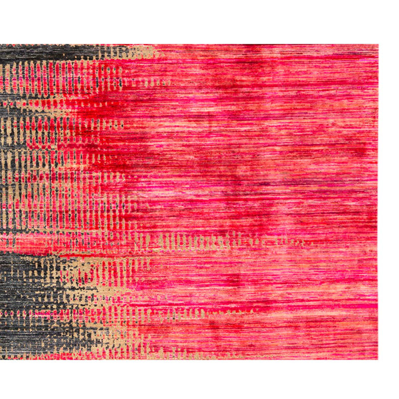 Tapis noir / rouge noué à la main de conception unique 12 pi 1 po x 15 pi 2 po