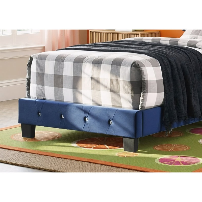 Lit simple en velours bleu marine Modena, Lit simple, Marine