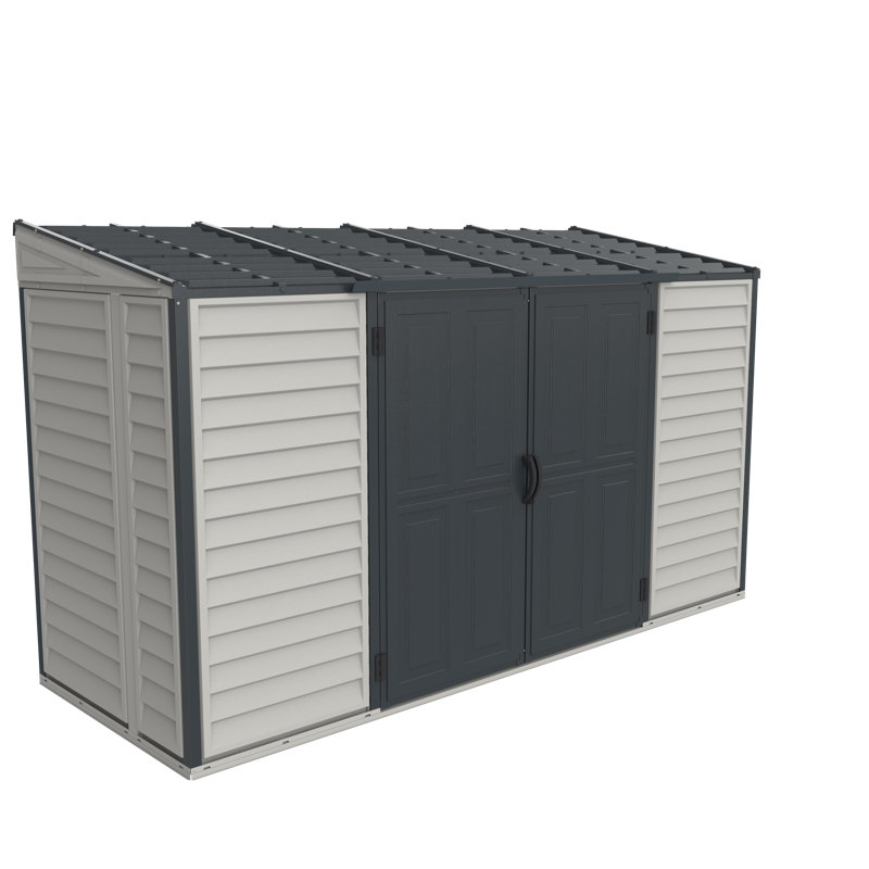 Gray and White 10' x 4' Vinyl Storage Shed with Double Doors