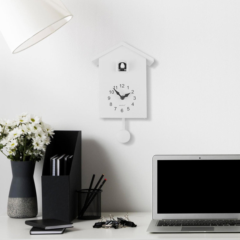 White Minimalist Cuckoo Wall Clock