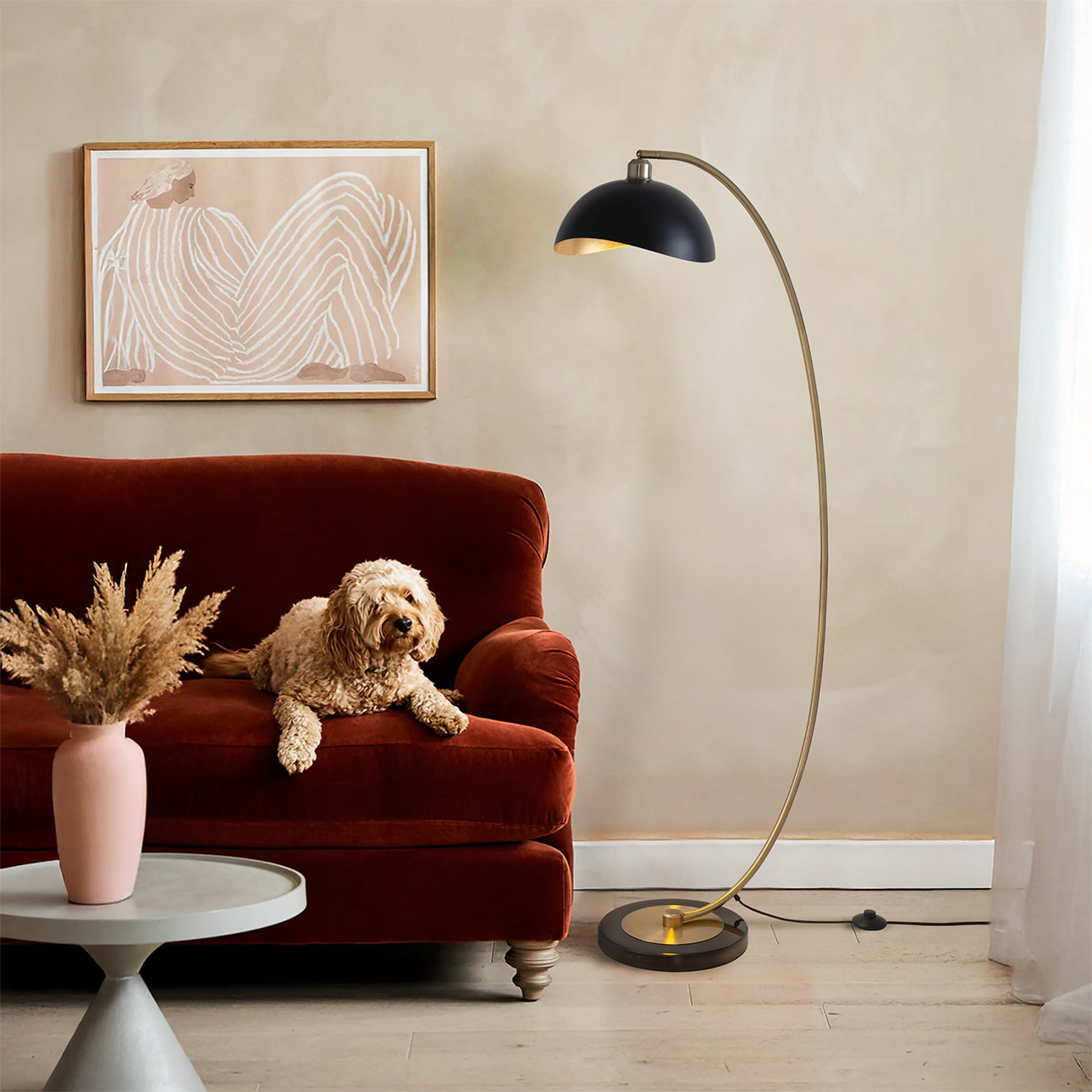 Luna Bella 62" Floor Lamp, Weather Brass