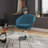 Hopper Modern Twill Weave Upholstered Metal Swivel Accent Chair in Teal-123765326