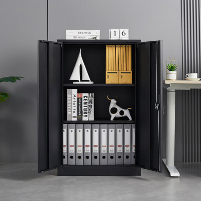 Armoire de rangement en métal avec portes verrouillables et tablette réglable, armoire de rangement pliante, armoire de rangement pliante pour bureau à domicile, école, garage, noir