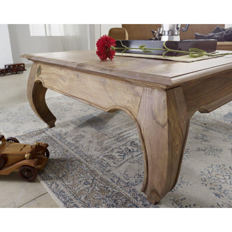 Opium Solid Wood Four Leg Coffee Table, H40 x L90 x W90cm, Brown