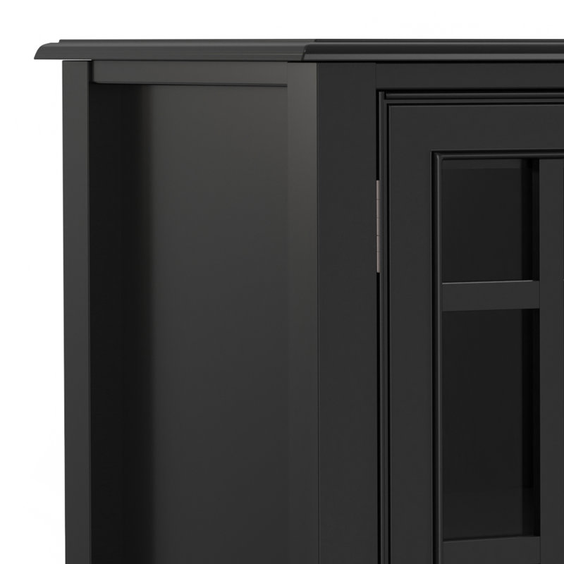 Black Solid Wood 60" Wide Storage Cabinet Buffet with Adjustable Shelving