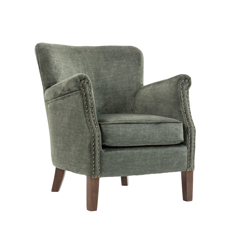 Velour Upholstered Armchair, Winter Moss